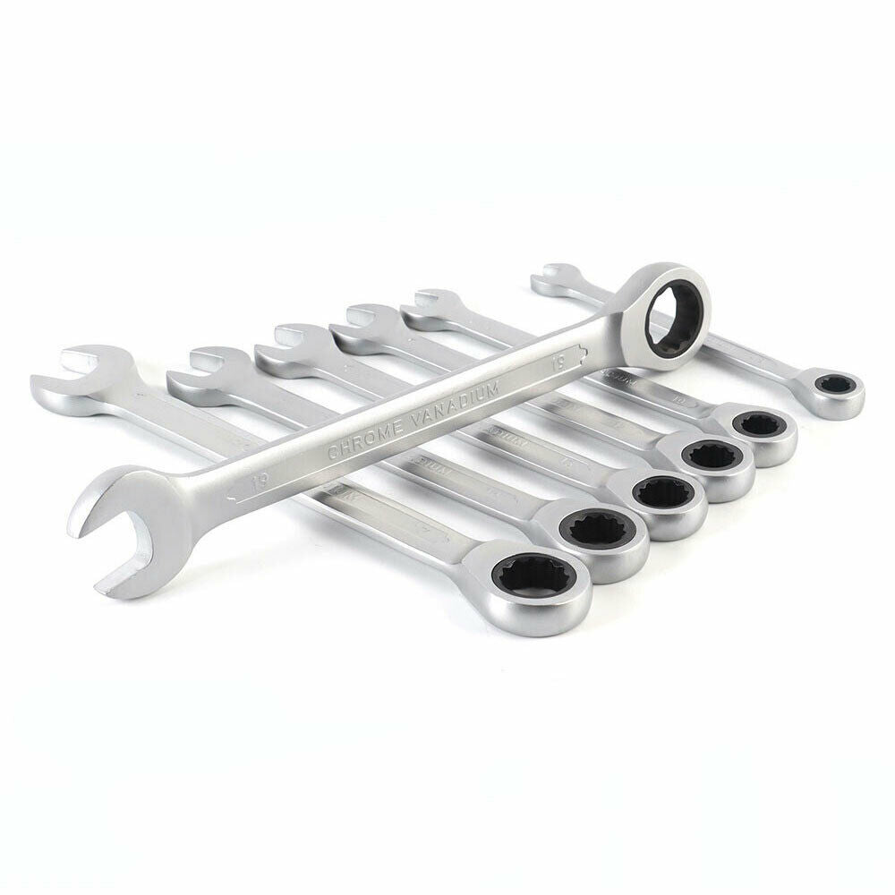 7Pcs Keys Ratchet Wrench Set Hand Tool Combination Spanner Set Head Wrench Matte Finish with Roll-up Storage Pouch Hand Tool