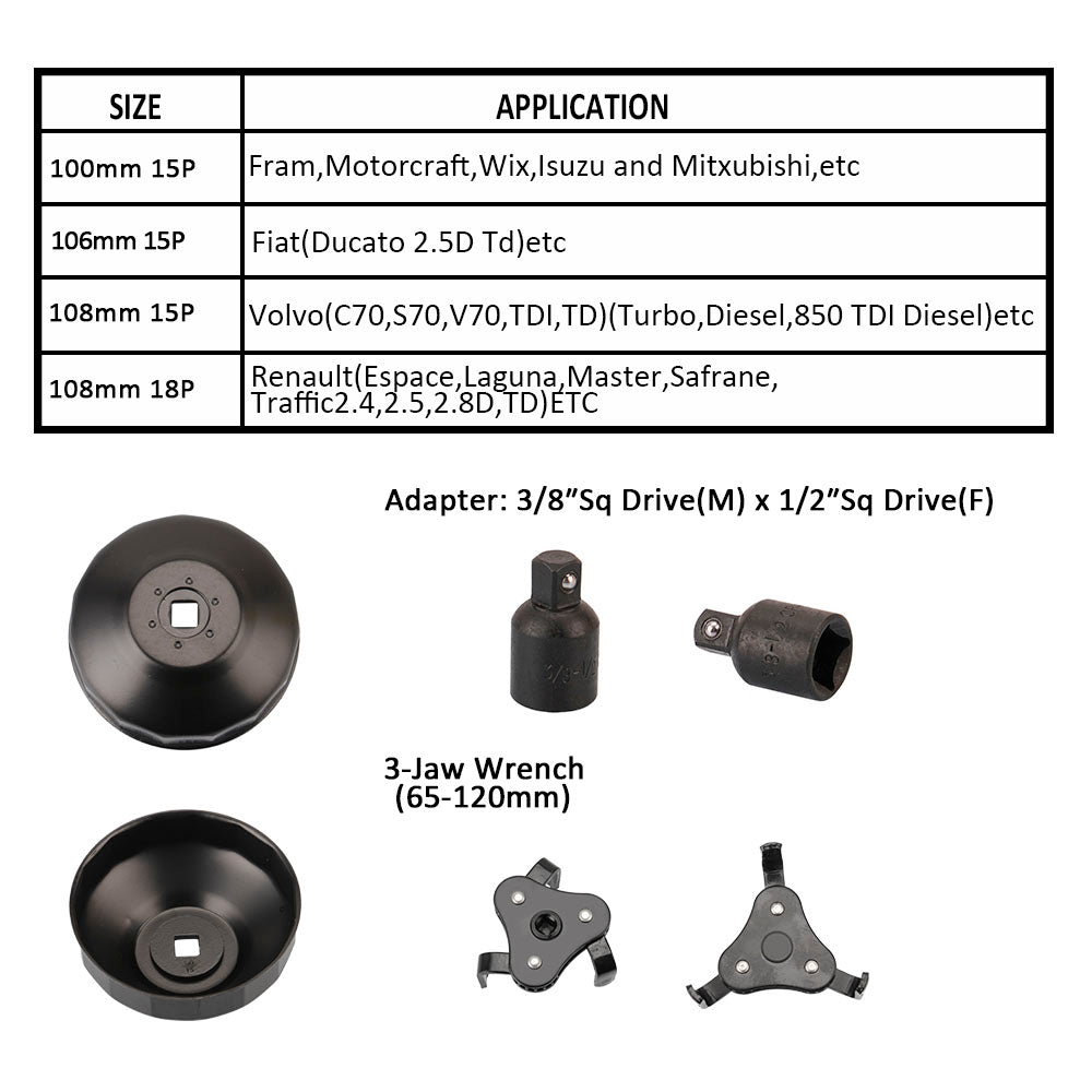 30pcs Oil Filter Wrench Set Cup Style Socket Remover Automotive Universal Car Repair Tool Kit Removal Caps for Audi Ford BMW