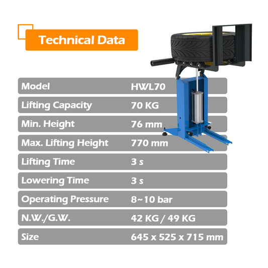 Pneumatic Tyre Wheel Lifter for Tire Changer Universal Air Operation Tire Lifting Machine Wheel Moving Carrying Device